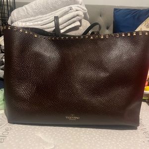 Valentino studded brown leather purse